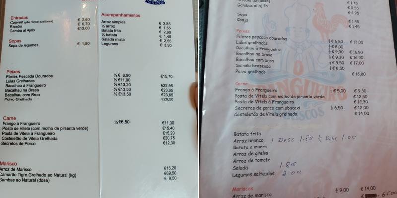 O Frangueiro Menu