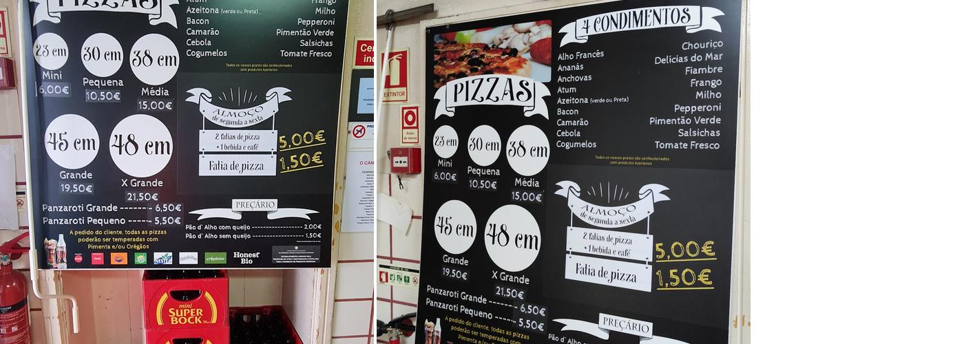 O Canadiano Menu