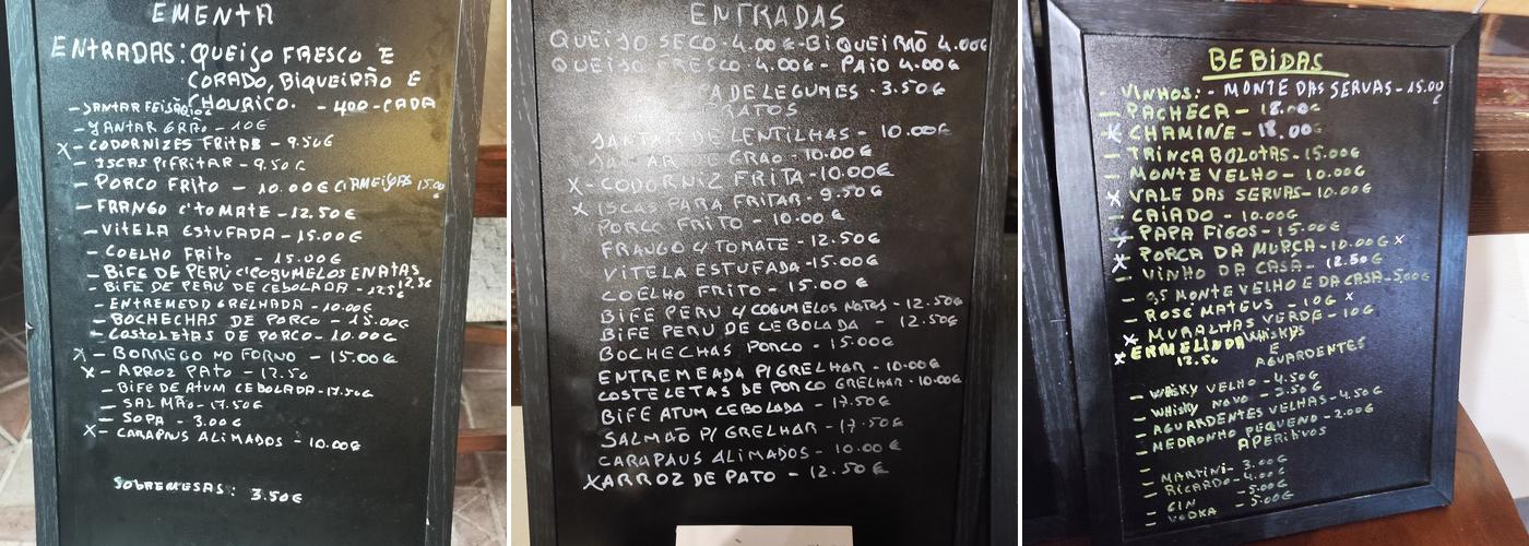 Adega Nunes Menu