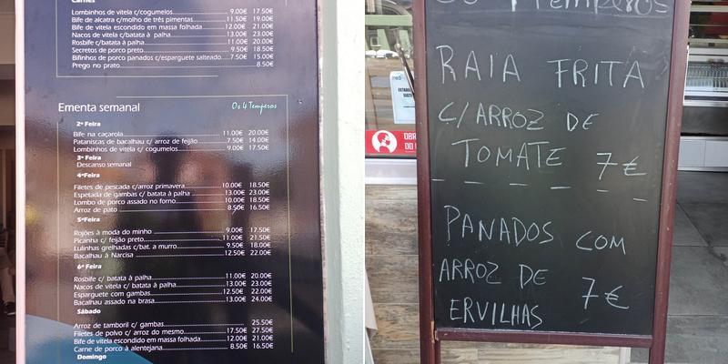 Os 4 Temperos Menu