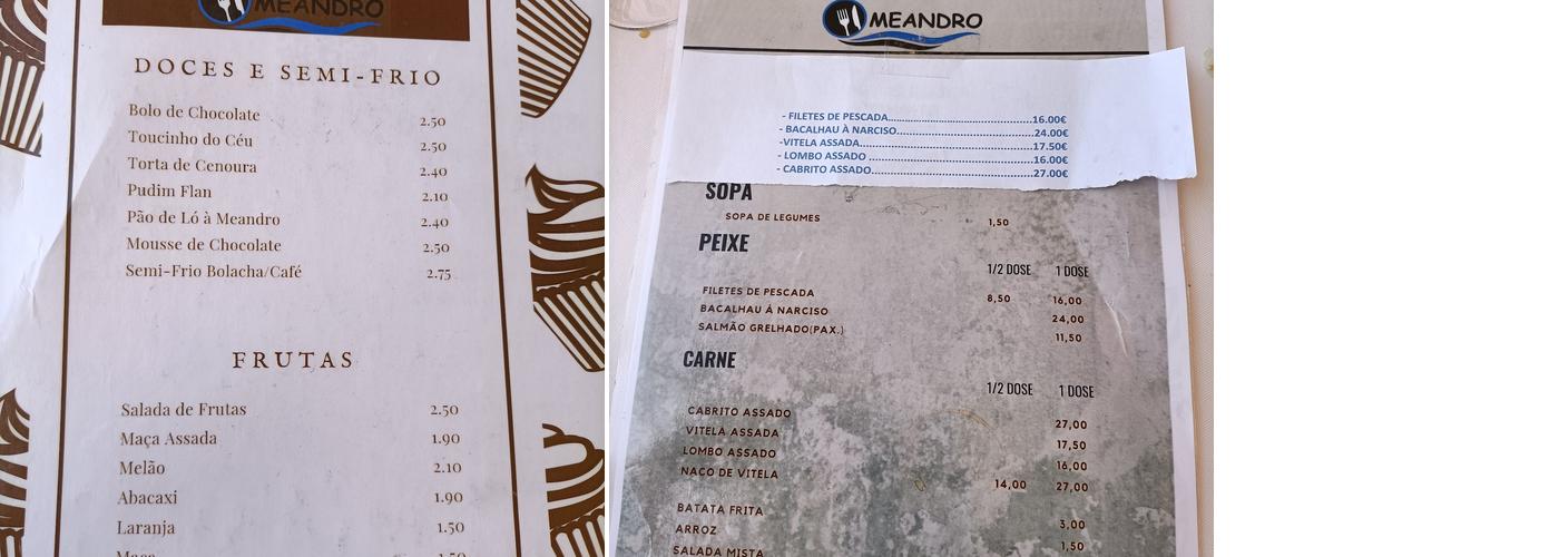 Meandro Menu