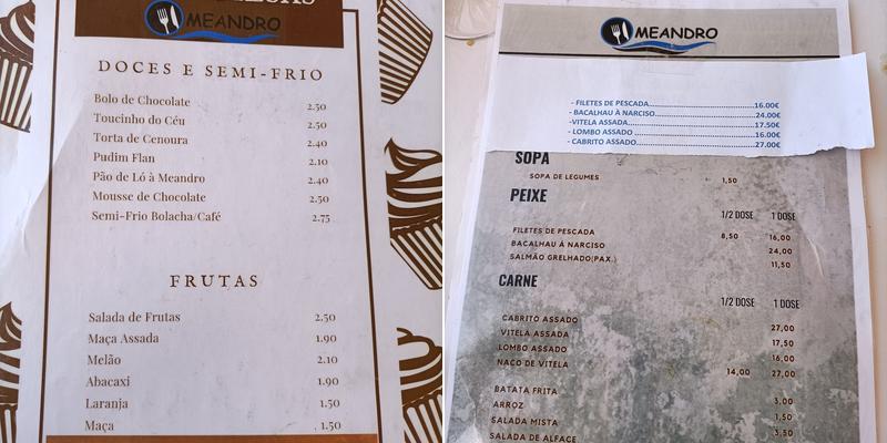 Meandro Menu
