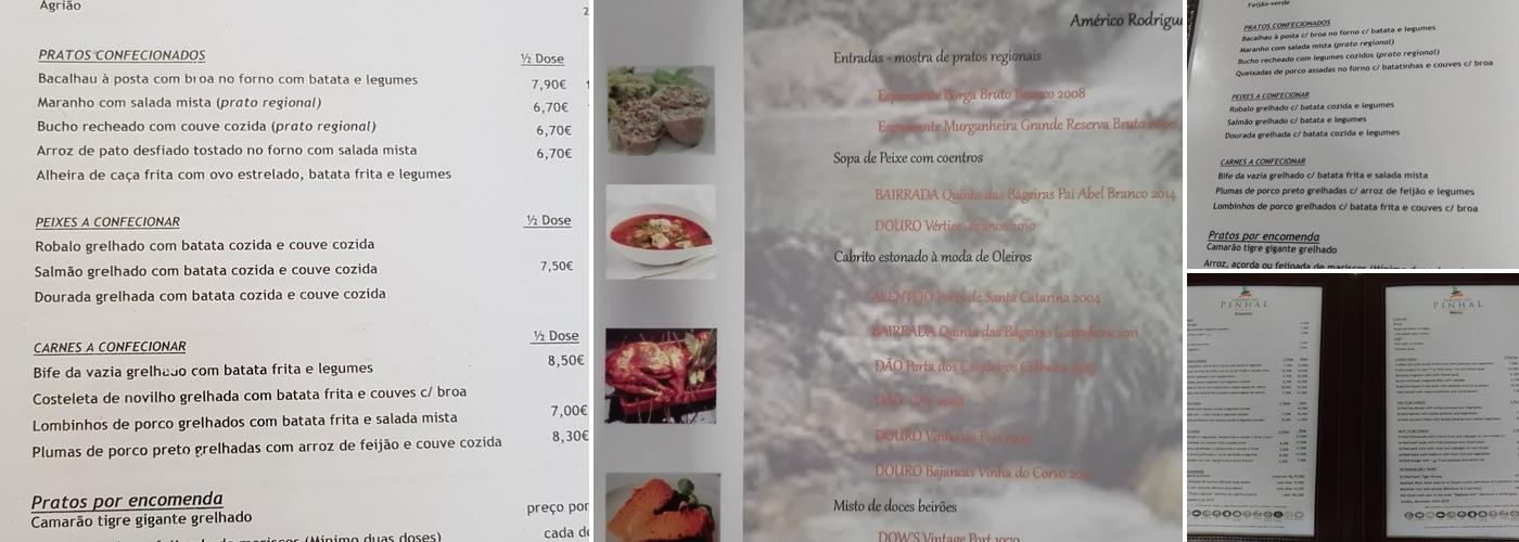 Sabores do Pinhal Menu