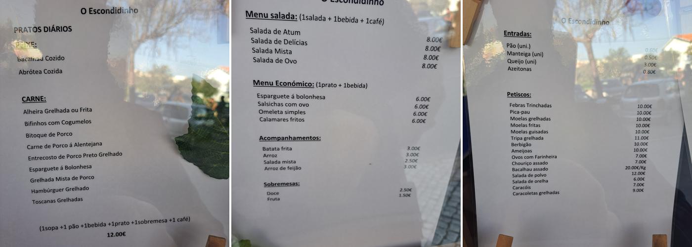 O Escondidinho Restaurant (O Escondidinho) Menu