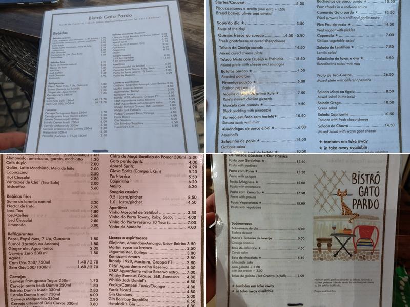 Bistrô Gato pardo Menu
