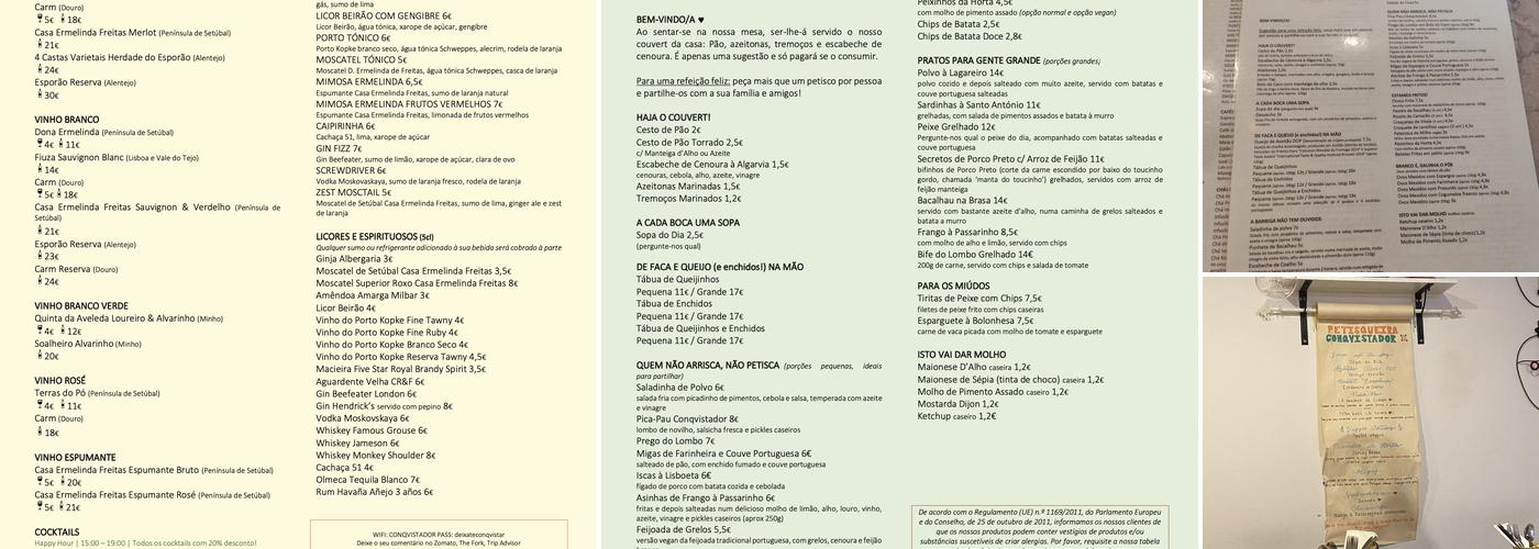 Petisqueira Conqvistador Menu