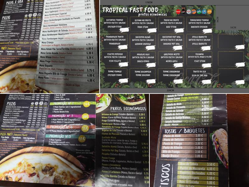 Tropical Fast Food Menu