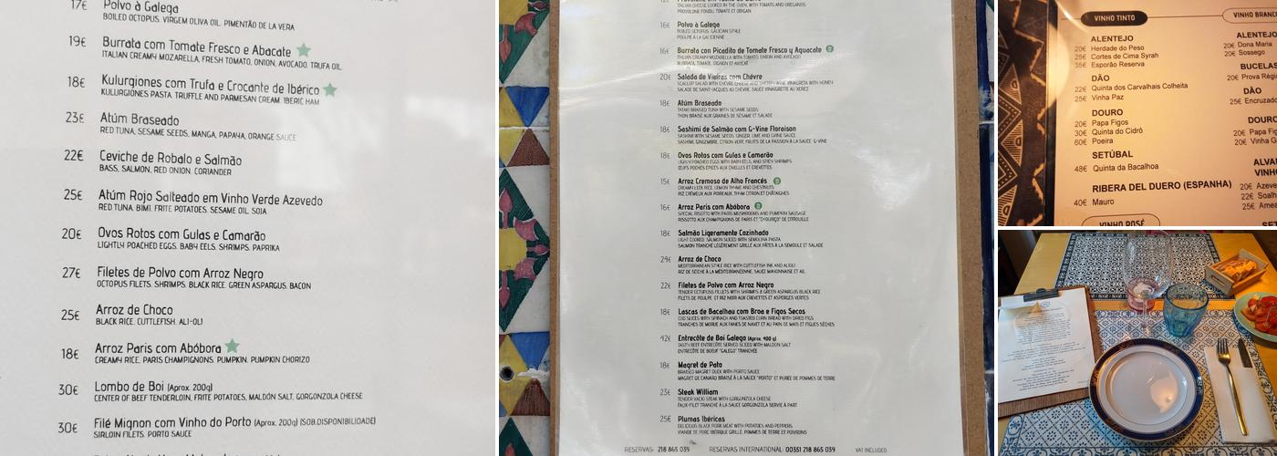 Taberna Moderna Menu