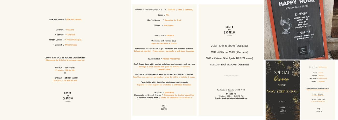 Gosta do Castelo Menu