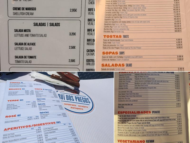 Rui dos Pregos - Docas Menu
