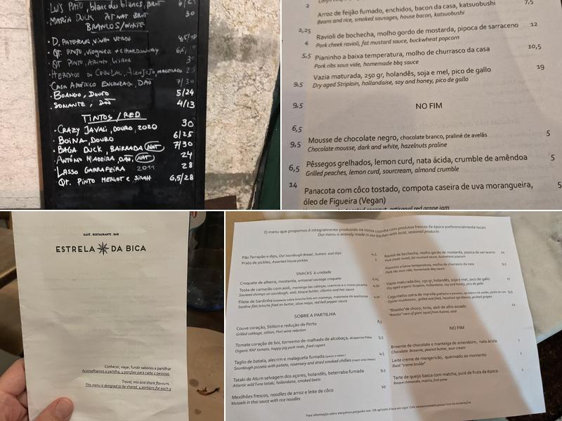 Estrela da Bica Menu