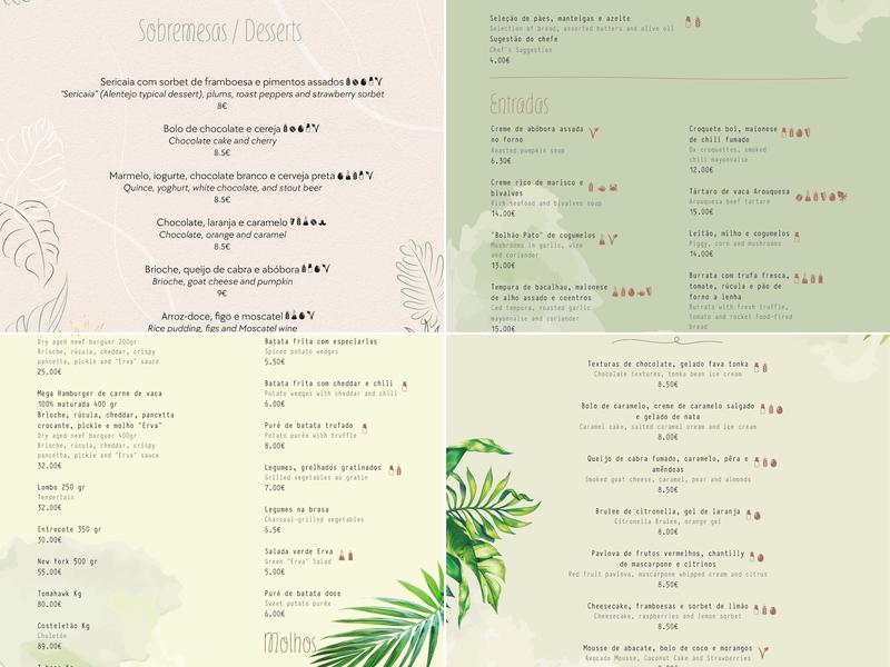 Erva Restaurant & Bar Menu