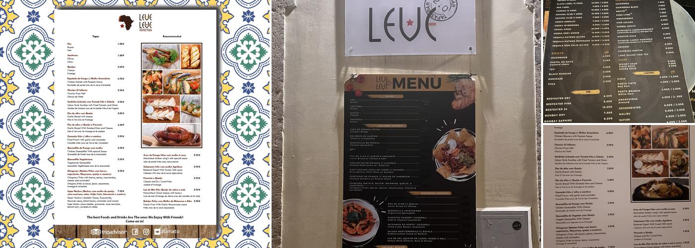 Leve Leve - Tapas Bar Menu