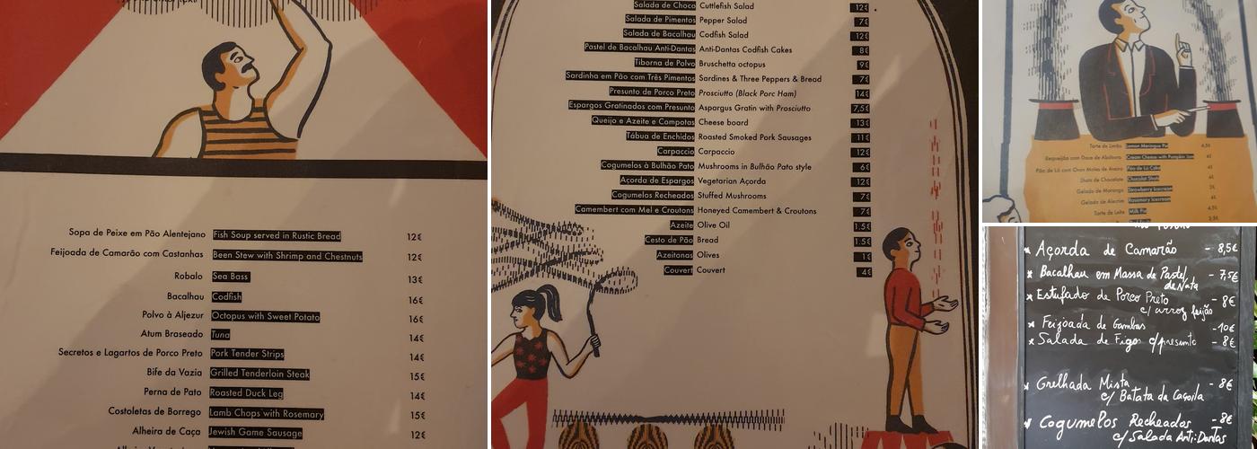 Taberna Anti Dantas Menu