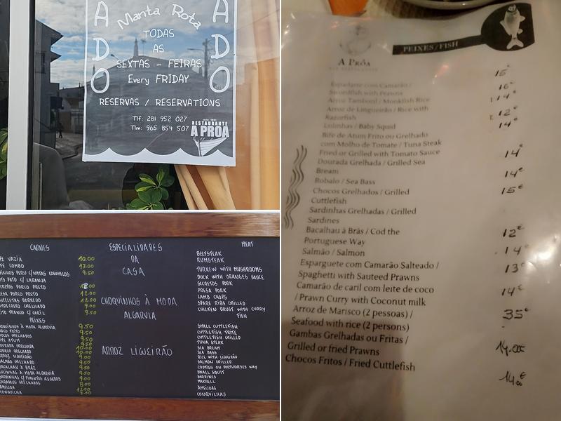 A Proa Menu