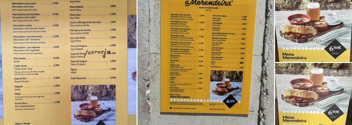 A Merendeira Menu