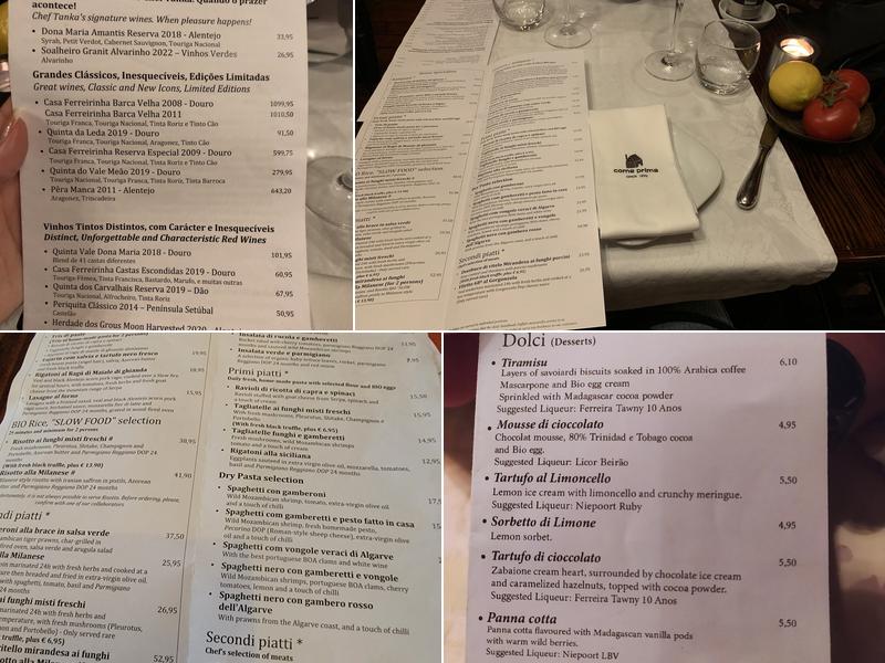 Come Prima Menu