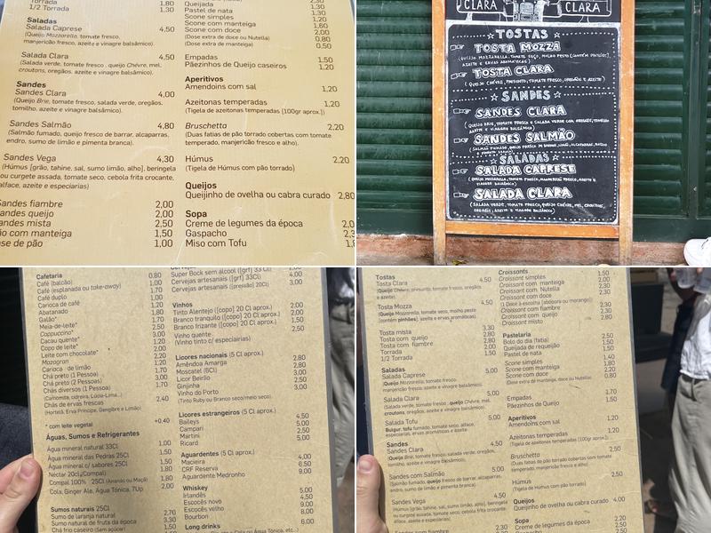 Clara Clara Café Menu