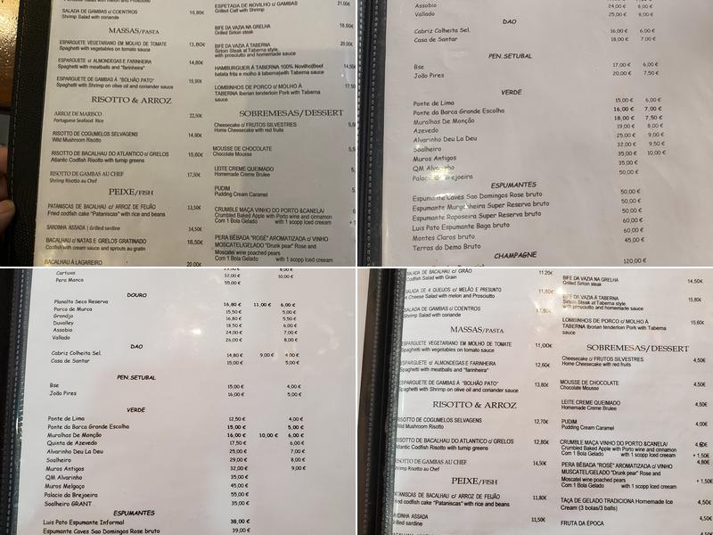 Taberna da Baixa Menu