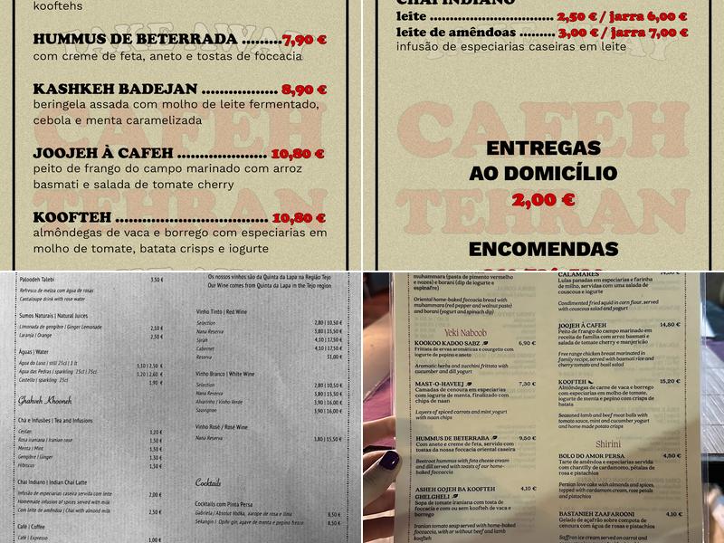 Cafeh Tehran Menu