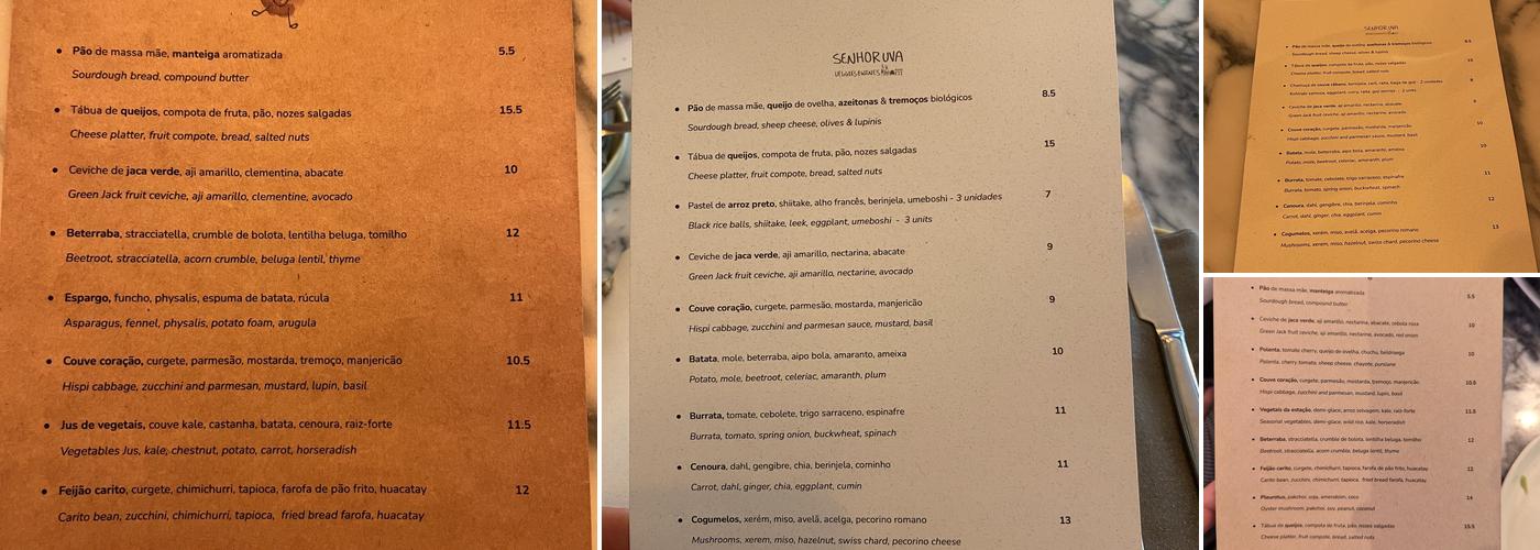 Senhor Uva Menu