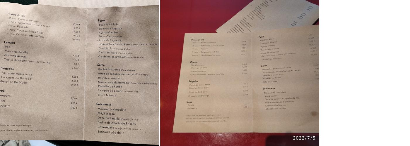 Cacué Menu