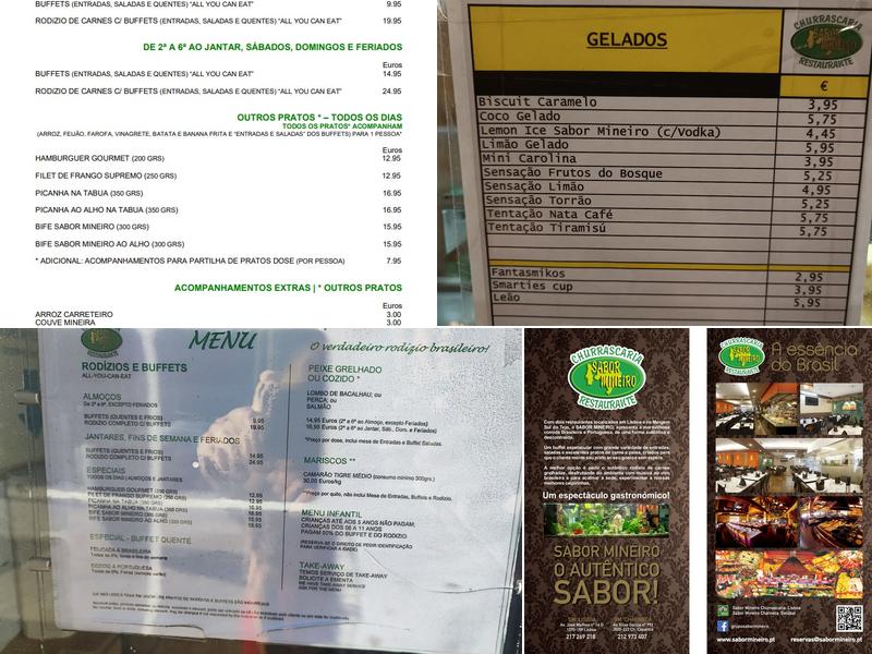 Sabor Mineiro Lisboa Menu