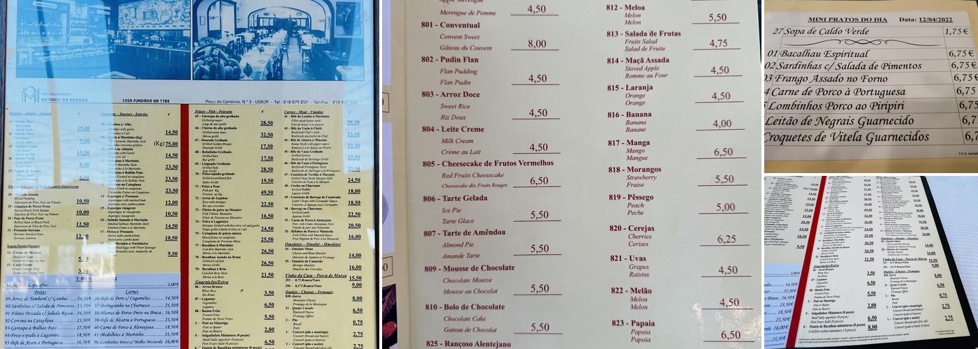 Martinho da Arcada Menu