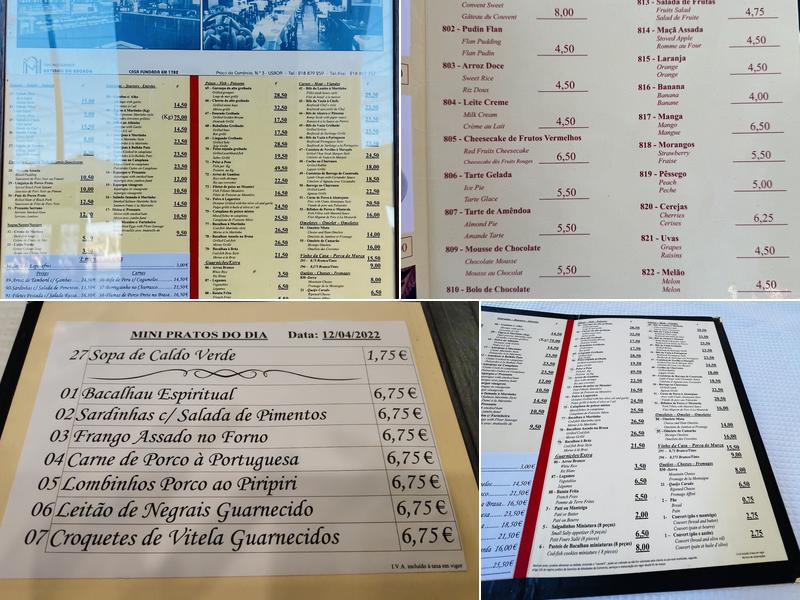 Martinho da Arcada Menu