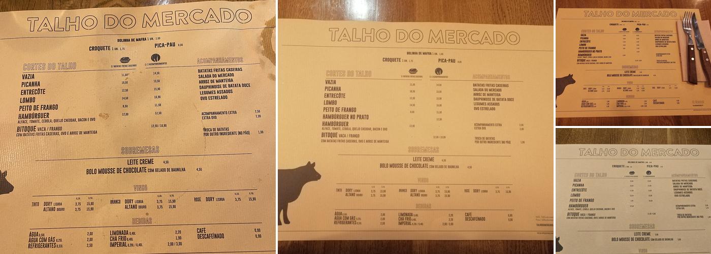 Talho do Mercado Menu