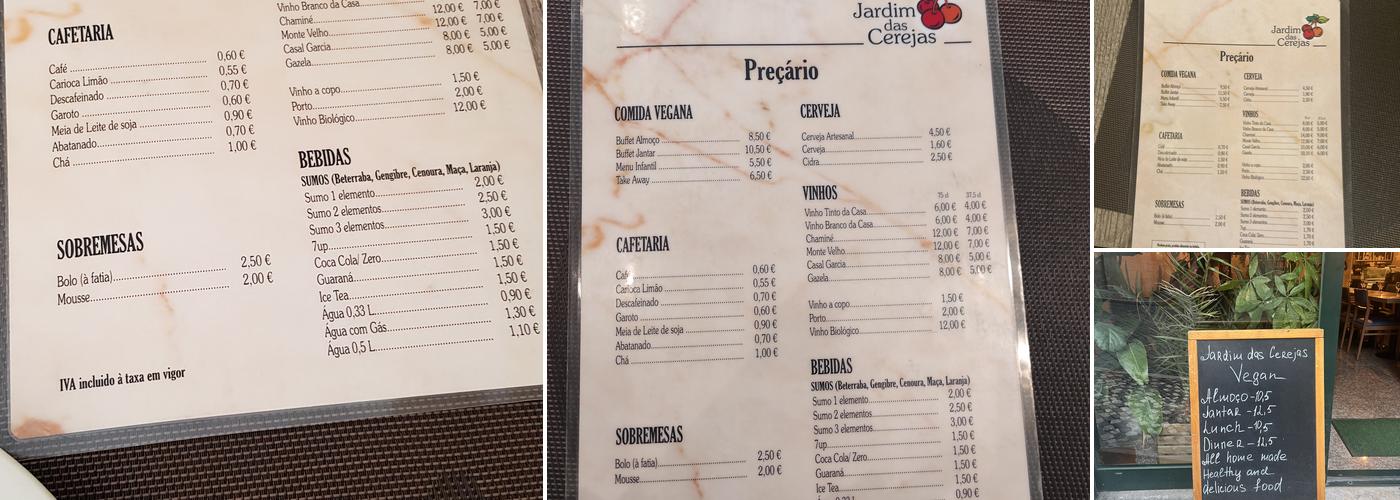 Jardim das Cerejas Menu