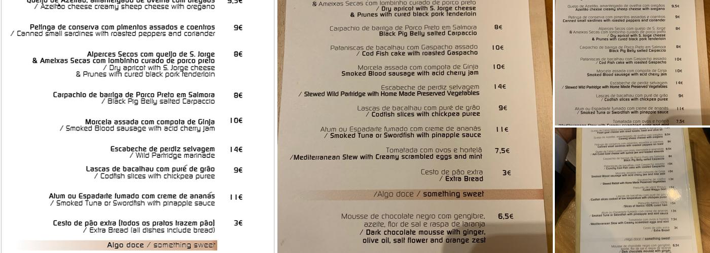 Nova Wine Bar Menu