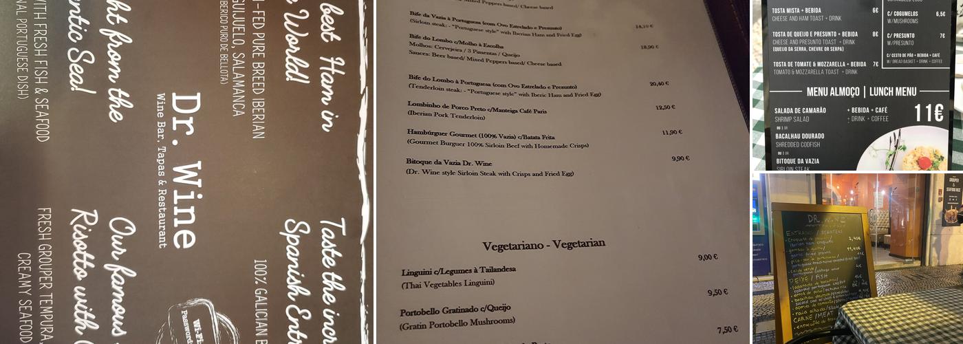 Dr. Wine Menu