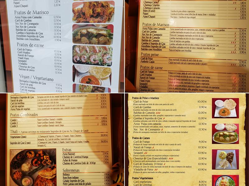 Segredos de Goa (Campo de Ourique) Menu