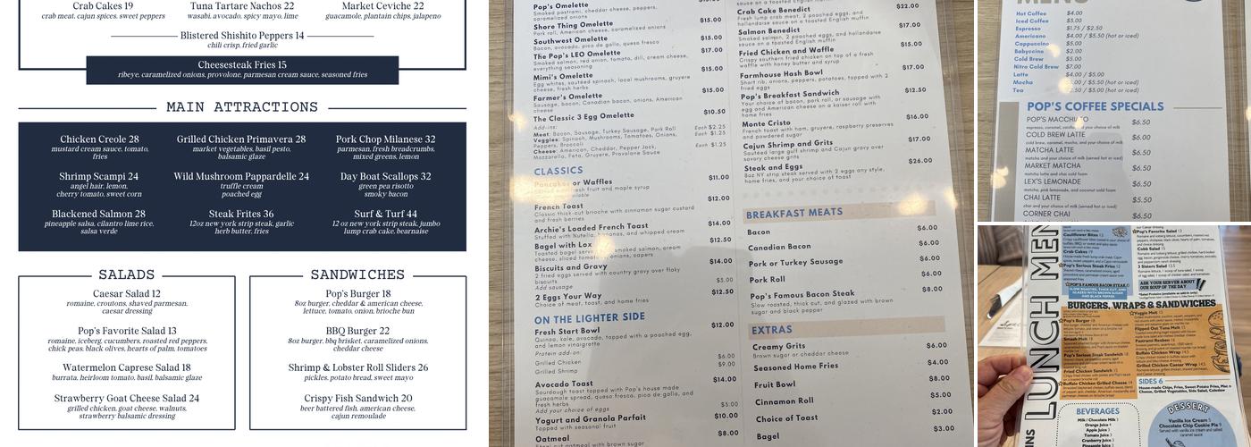 Pop's Corner Restaurant & Bakery Menu