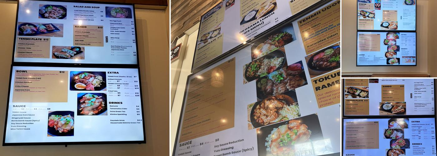 Tenmii Japanese Eatery Menu