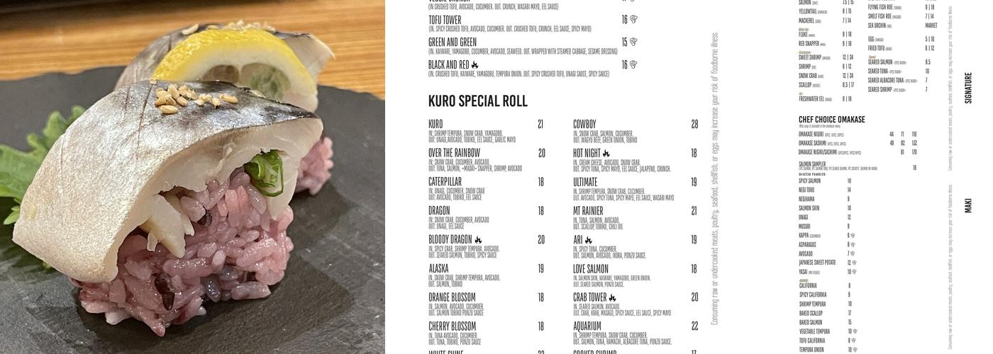 Kuro Sushi Menu