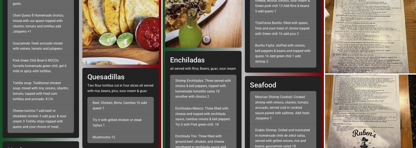 Ruben's Grill + Cantina Menu