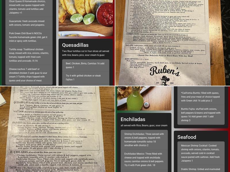 Ruben's Grill + Cantina Menu
