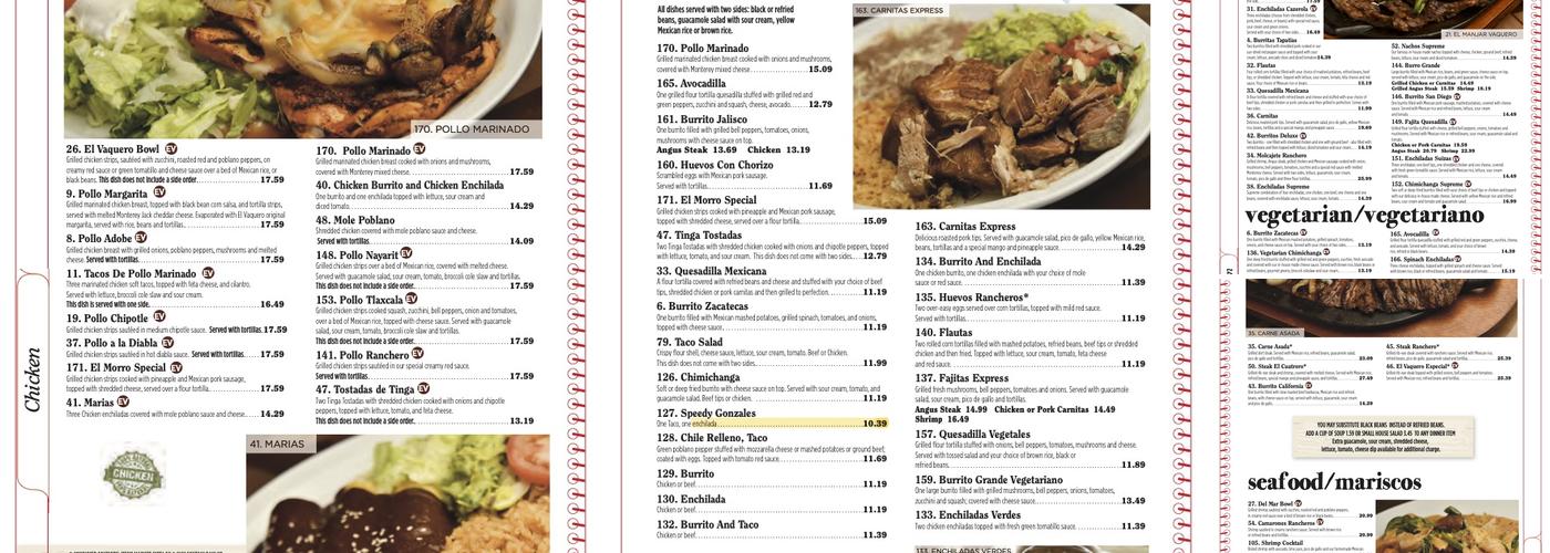 El Vaquero Clifton Menu