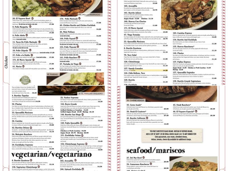 El Vaquero Clifton Menu