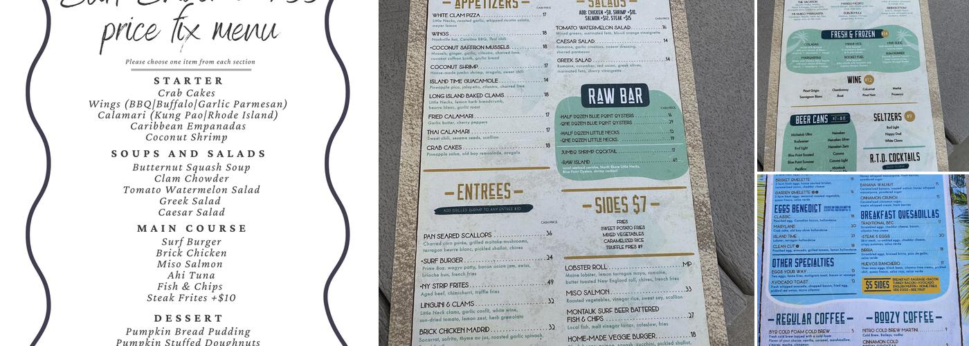 Surf Shack Menu