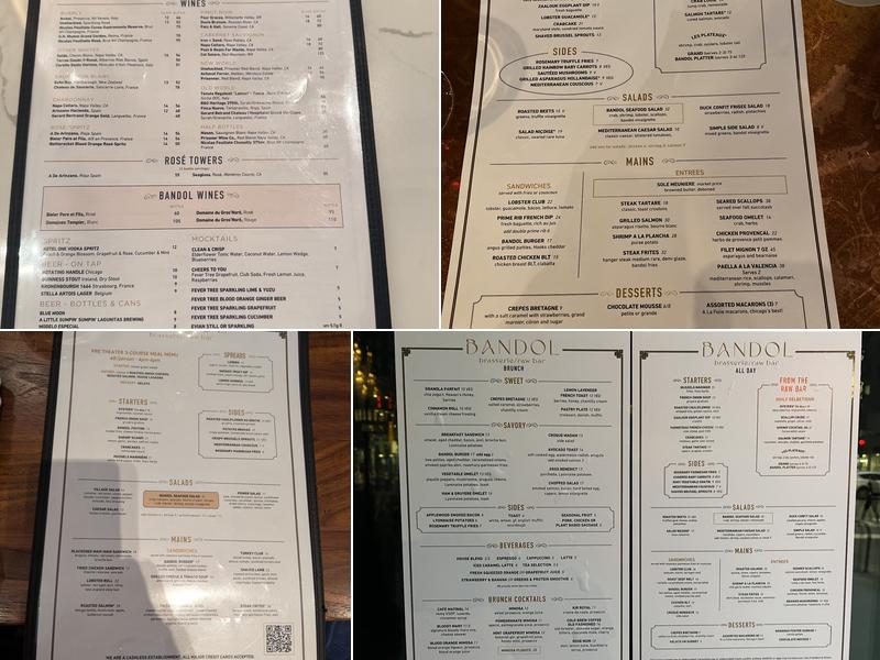 Bandol Mediterranean Brasserie Raw Bar Menu