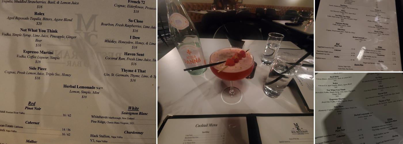 MCK Restaurant and Bar Menu