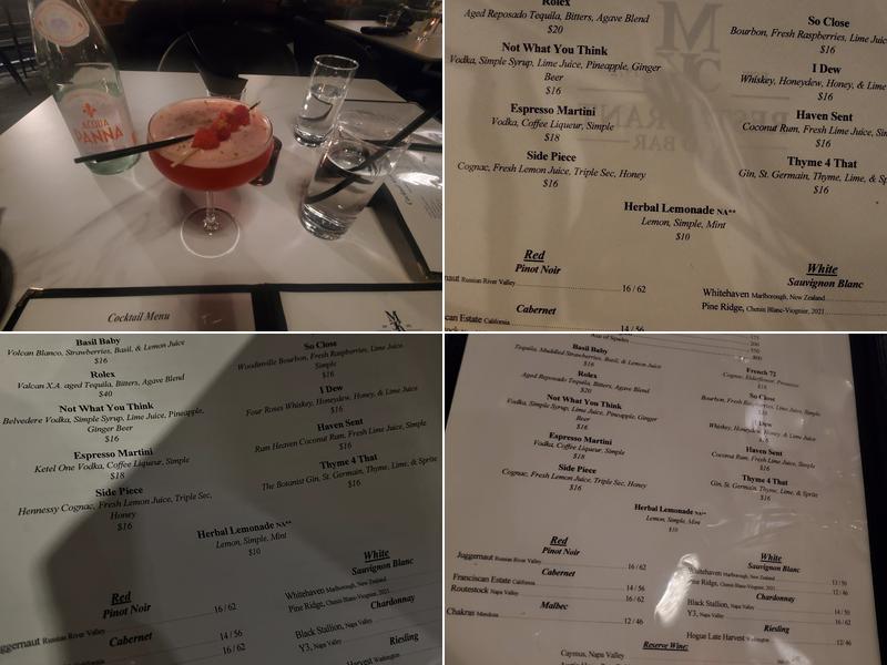 MCK Restaurant and Bar Menu