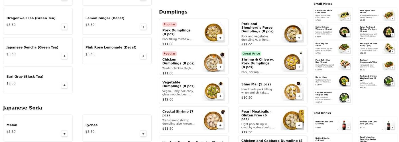 LingLon Dumpling House Menu
