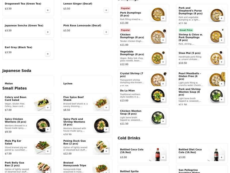 LingLon Dumpling House Menu