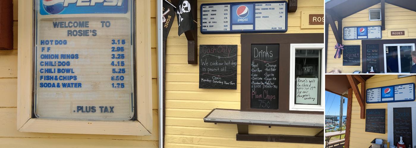 Rosie's Hot Dogs Menu