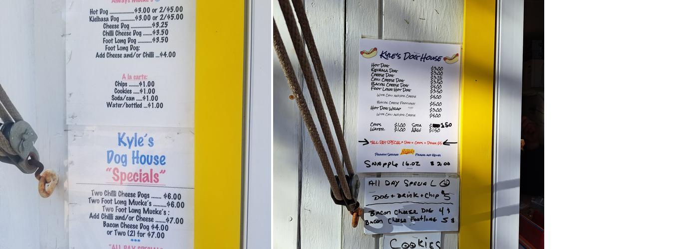 Kyle's Doghouse Menu