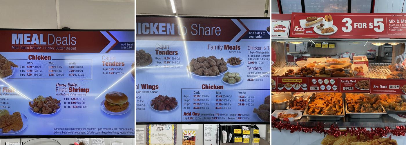 Krispy Krunchy Chicken Menu